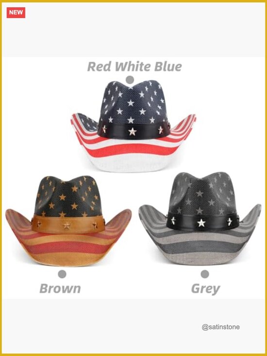 Unisex American Flag Cowboy Hat Paper Staw Western Patriotic Parade Hat main image 5